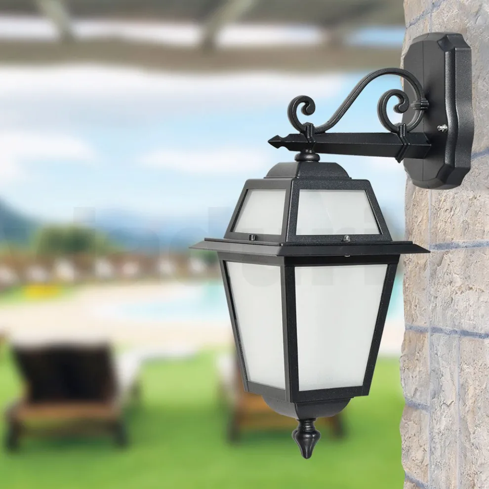 Gartenlampe aus anthrazitfarbenem Aluminium und sandgestrahltem Glas - Elric