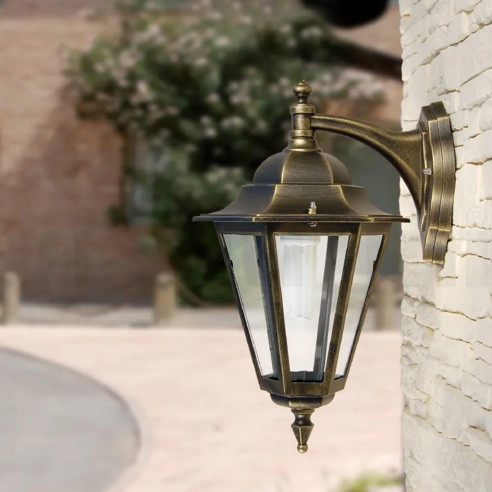 Gartenlampe aus transparentem Glas und 5 Aluminiumoberflächen - Pinako