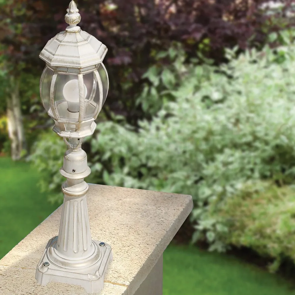 Gartenlampe im Vintage-Stil aus weißem Aluminium, hergestellt in Italien – Dodo