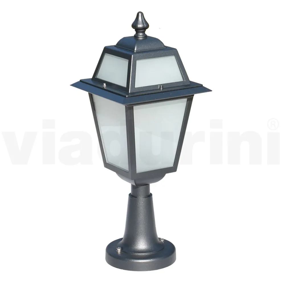 Gartenlaterne aus anthrazitfarbenem Aluminium und sandgestrahltem Glas - Elric