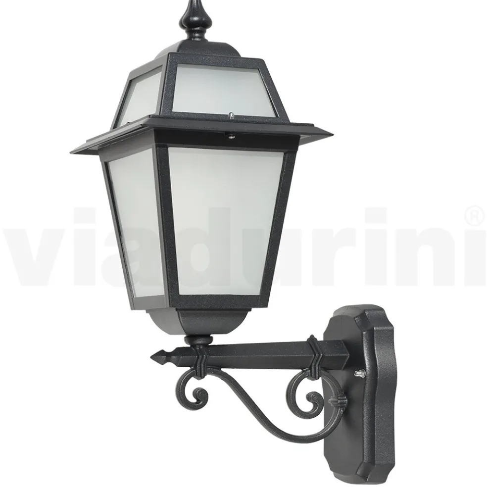 Gartenlaterne aus anthrazitfarbenem Aluminium und sandgestrahltem Glas - Elric