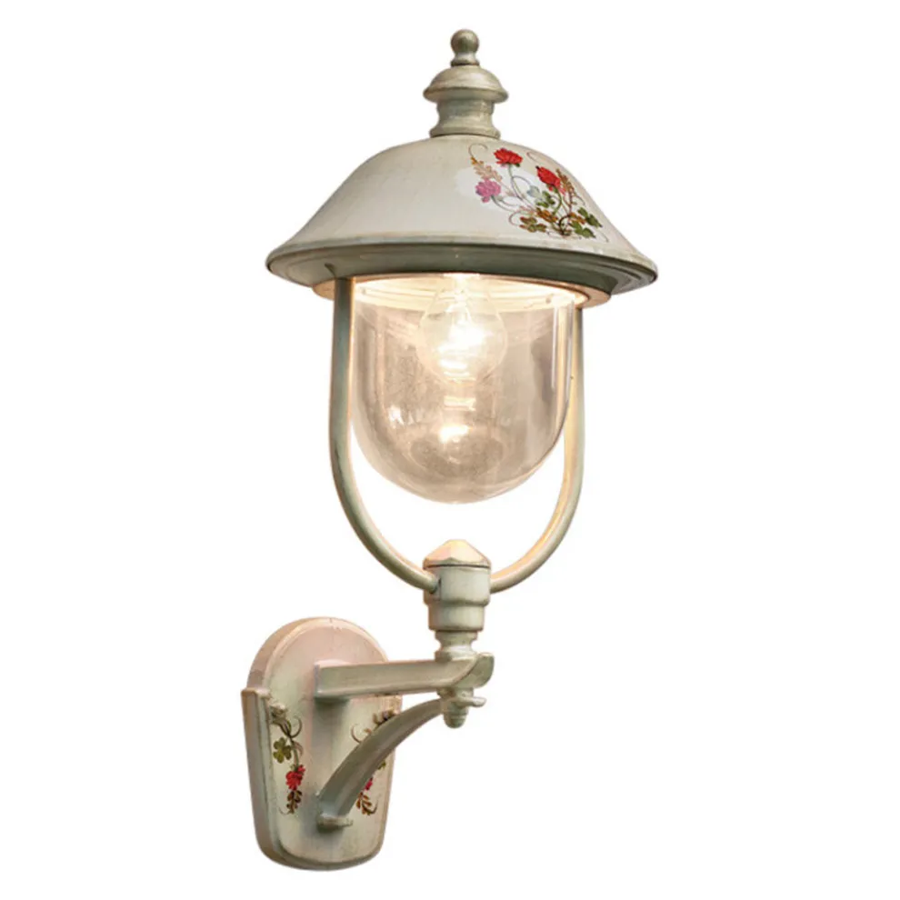 Garten-Wandleuchte aus Aluminium mit handgemalten Blumen - Bari