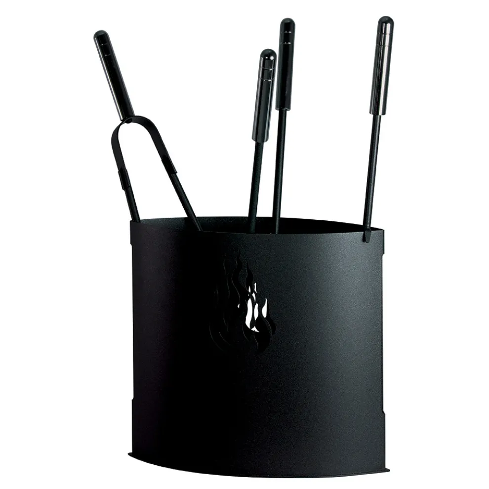 Metall-Kaminwerkzeughalter mit 4 Zubehörteilen, hergestellt in Italien – Canarino