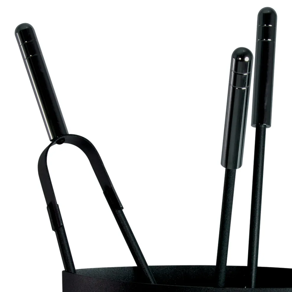 Metall-Kaminwerkzeughalter mit 4 Zubehörteilen, hergestellt in Italien – Canarino