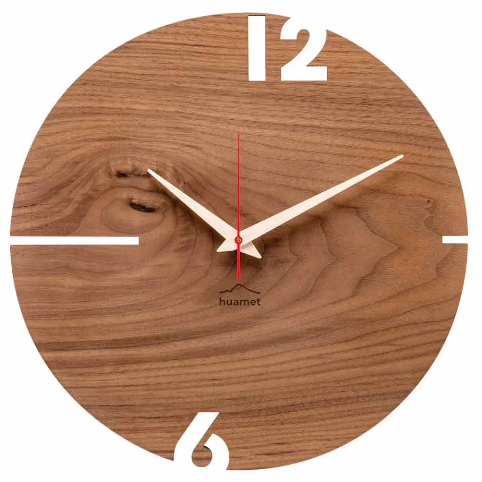Runde Wanduhr aus Eichen-, Kiefern- oder Walnussholz Made in Italy - Bethel