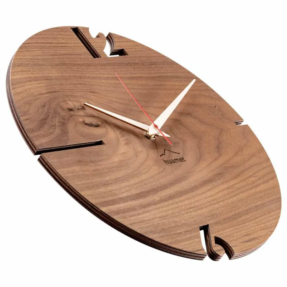 Runde Wanduhr aus Eichen-, Kiefern- oder Walnussholz Made in Italy - Bethel