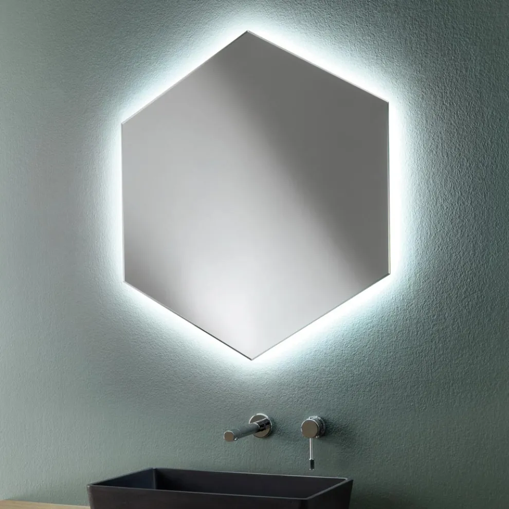 Geformter moderner Badezimmer-Wandspiegel mit hochwertigem LED-Licht - Crocchio