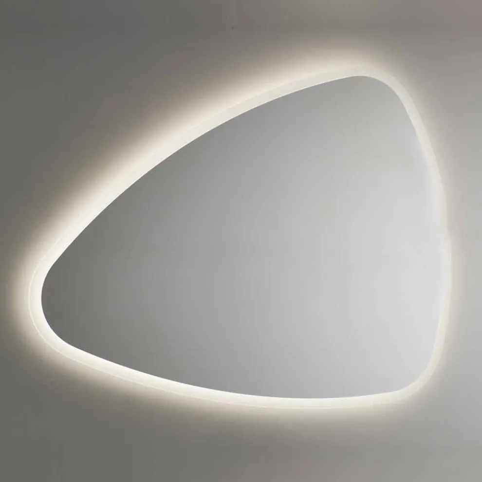 Geformter Spiegel mit Sandstrahl und Hintergrundbeleuchtung Made in Italy - Eurano