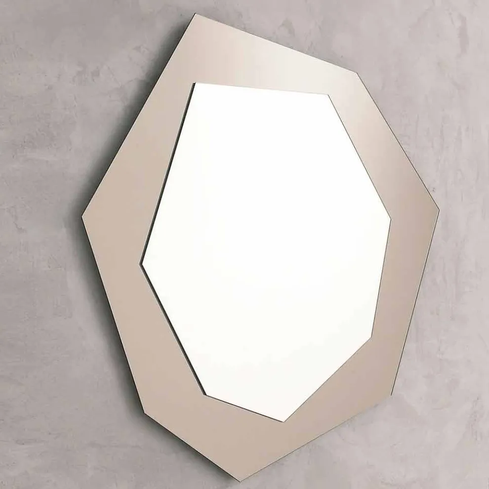 Geformter Wandspiegel mit Glasrahmen Made in Italy - Chlor