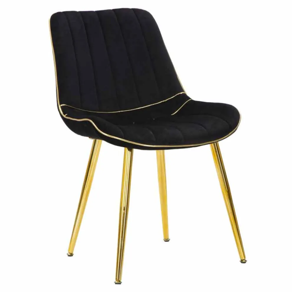 Gepolsterter Design Esszimmerstuhl aus Holz und Stoff, 2 Stück - Kolly