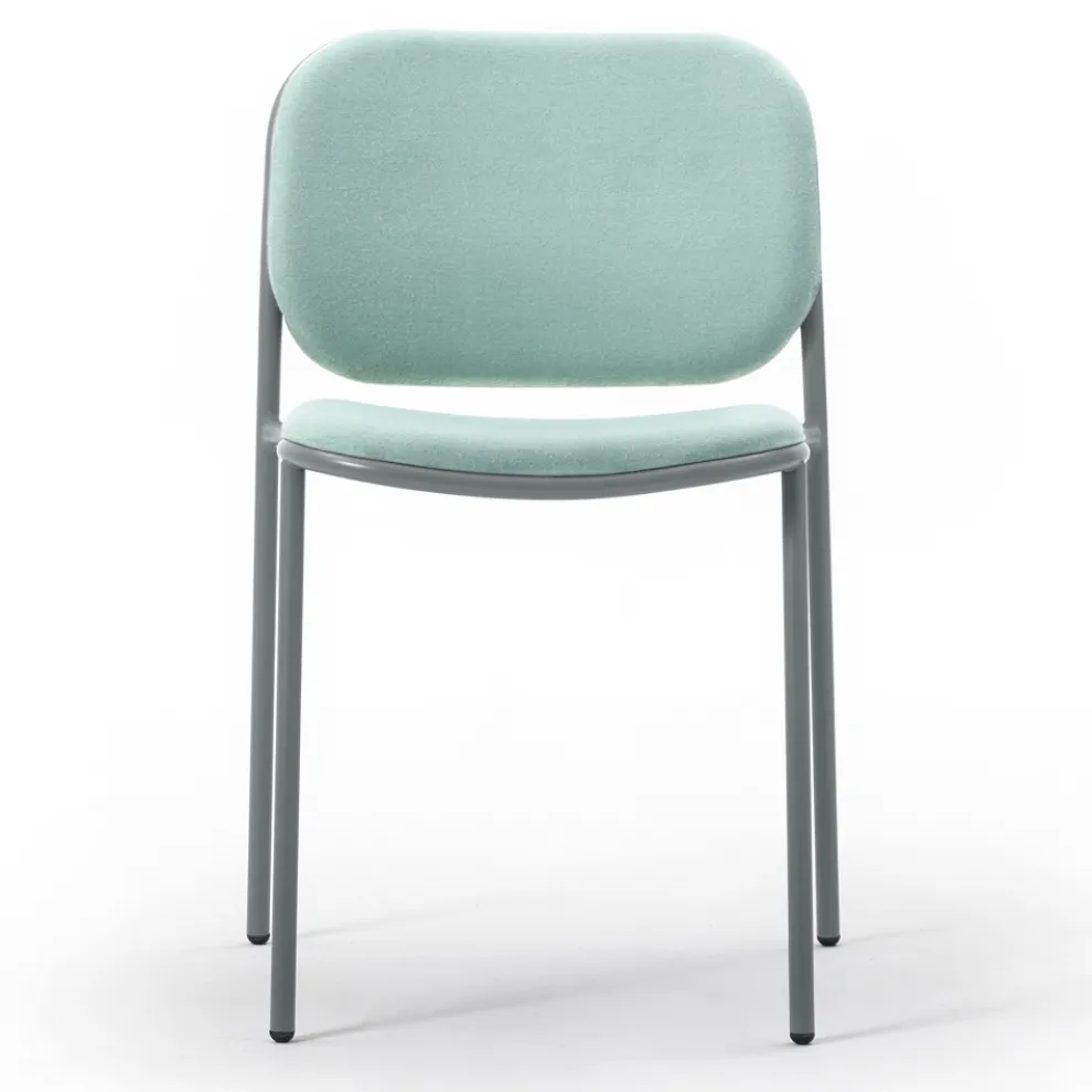 Gepolsterter Küchenstuhl aus Stoff und Metall Made in Italy 2 Stück - Sangria