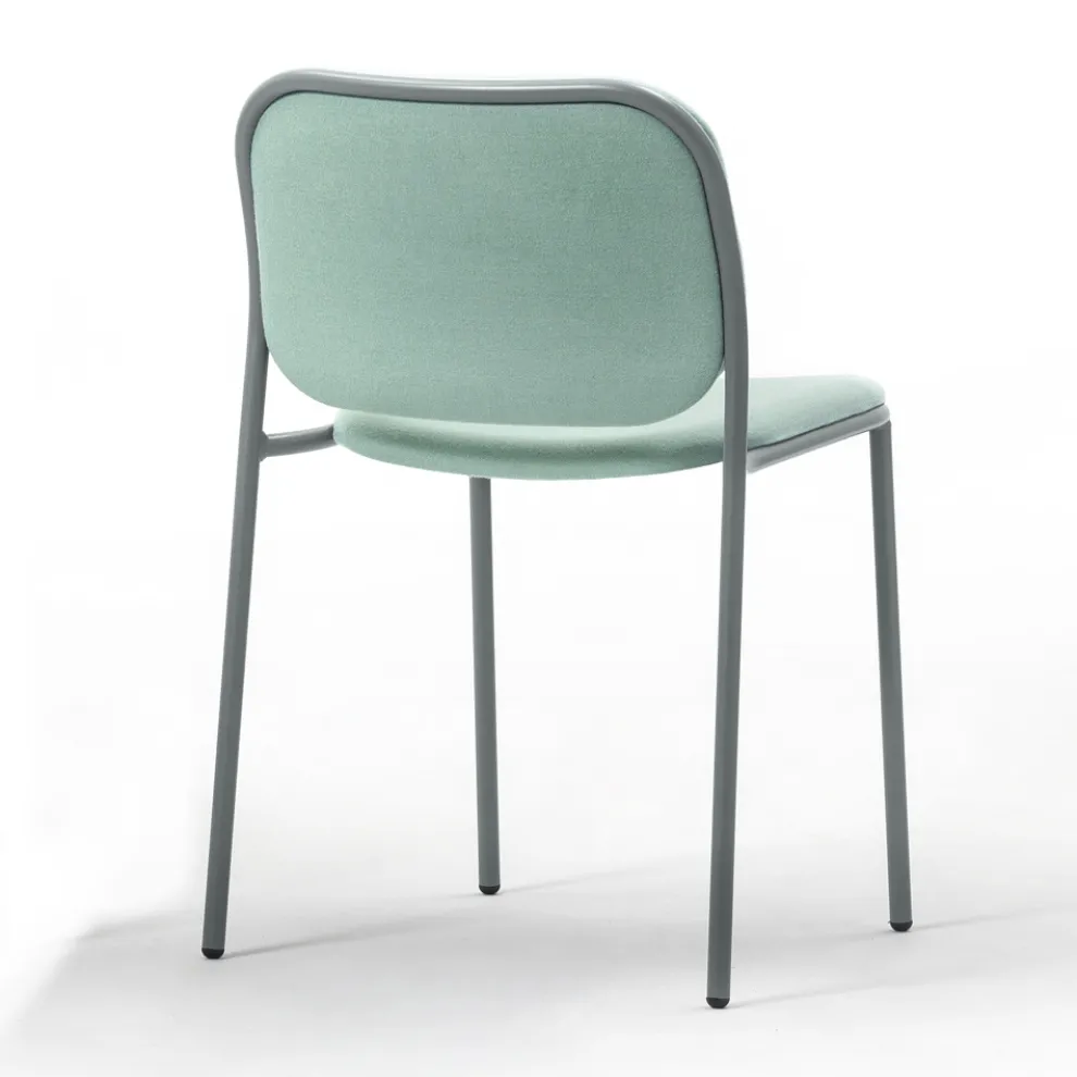 Gepolsterter Küchenstuhl aus Stoff und Metall Made in Italy 2 Stück - Sangria