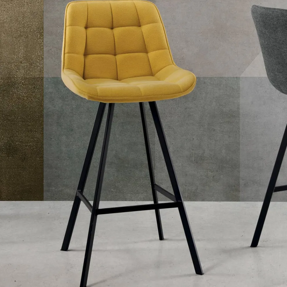 Gepolsterter Küchenhocker mit Metallstruktur 2 Stück - Raggia