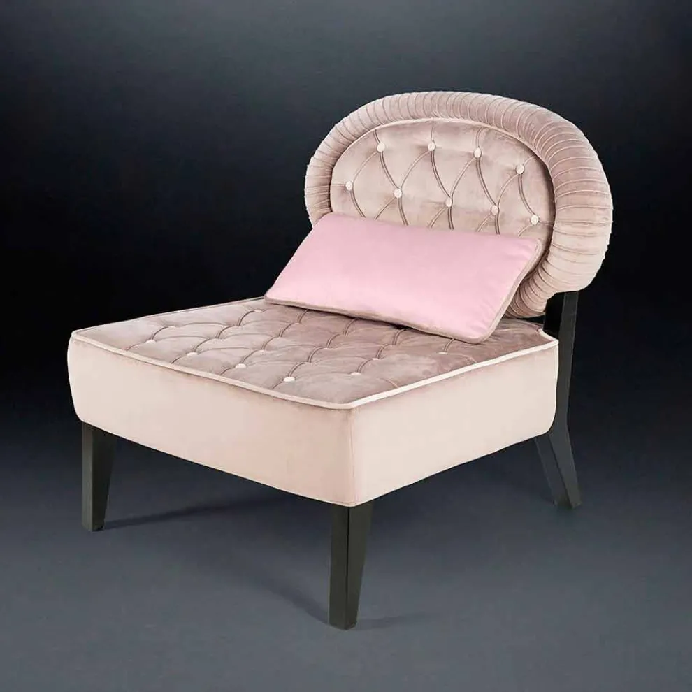 Gepolsterter Sessel aus Samt im Capitonnè Stil Elizabeth
