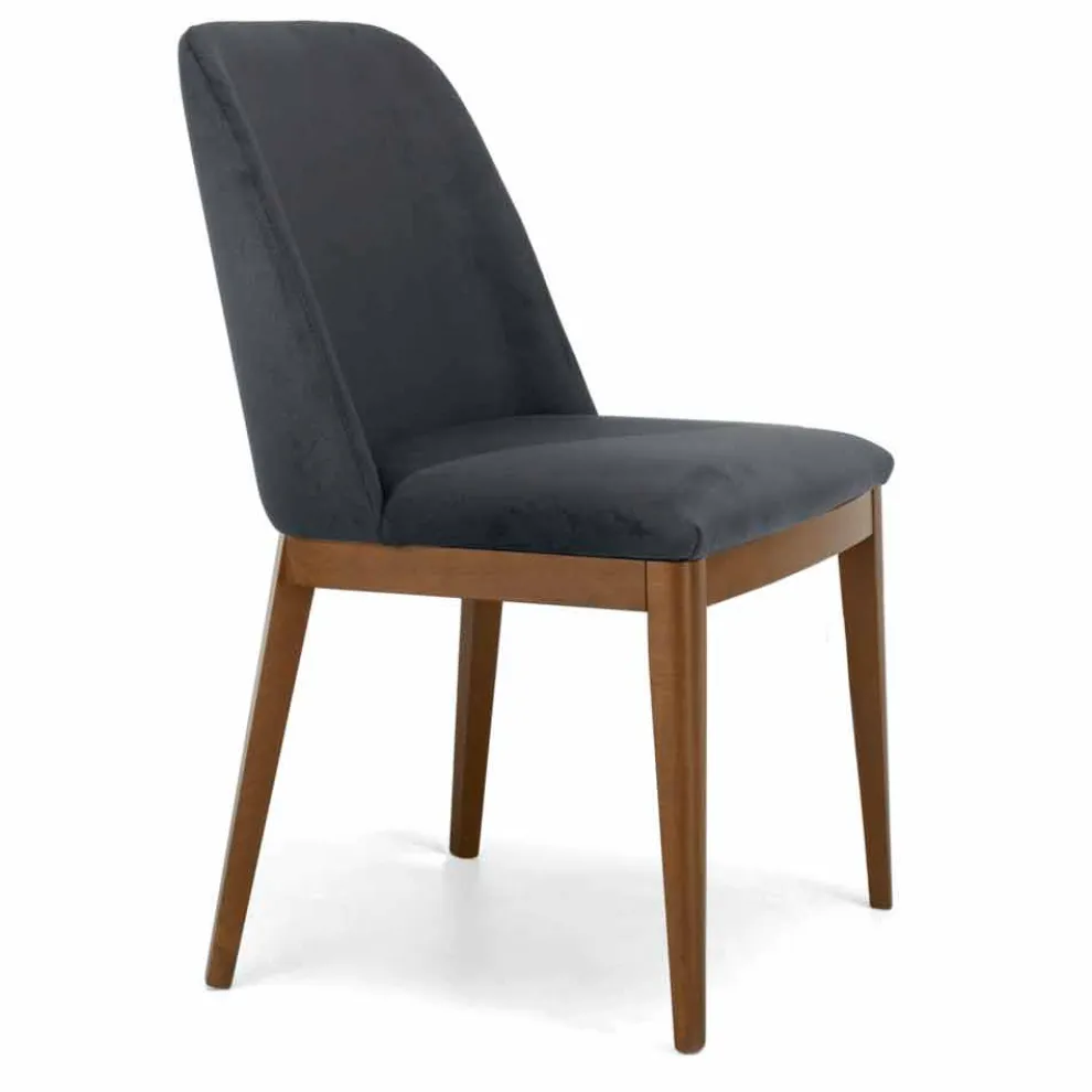 Gepolsterter Stuhl mit Gestell aus Eichenholz, hergestellt in Italien – Sebastian