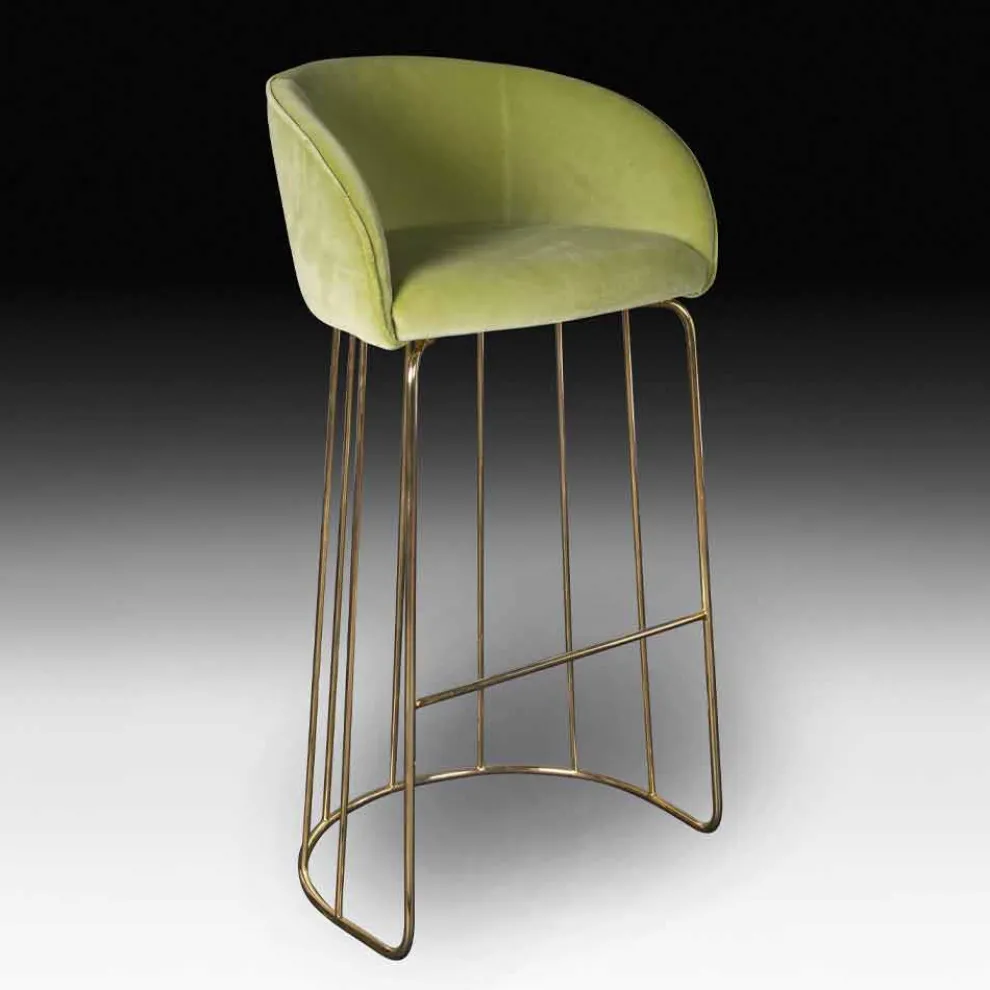 Gepolsterter und gepolsterter Hocker mit Metallstruktur Made in Italy - Antwerpen