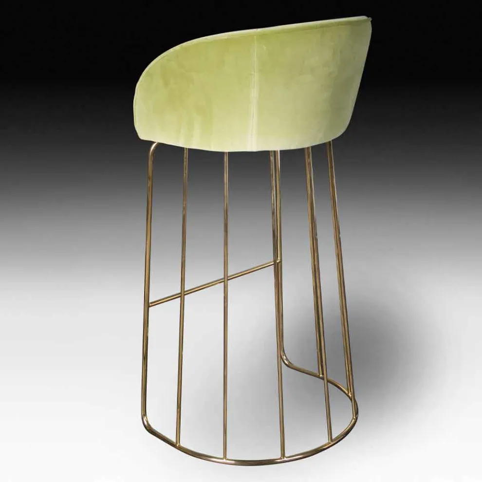 Gepolsterter und gepolsterter Hocker mit Metallstruktur Made in Italy - Antwerpen