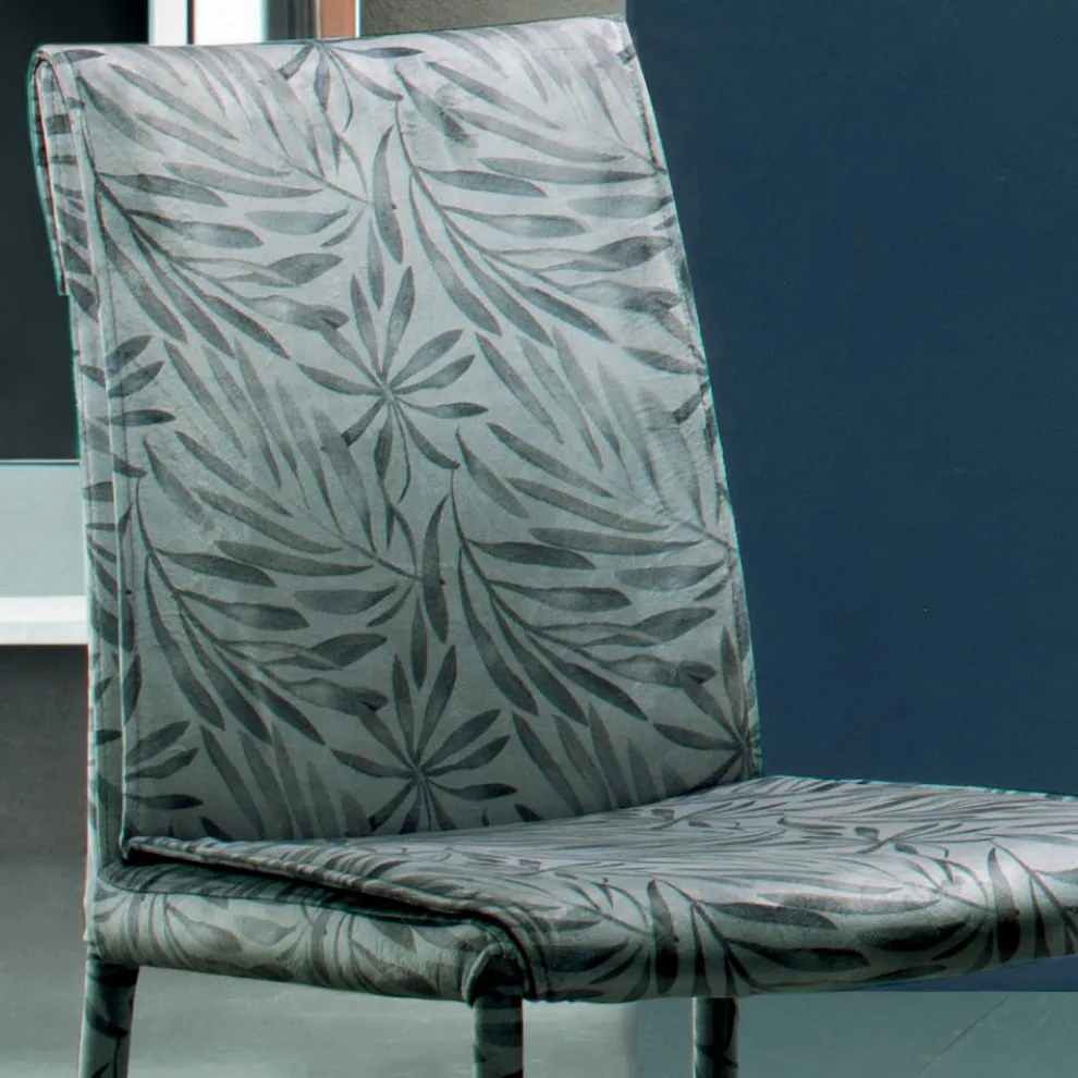 Gepolsterter und mit Stoff gepolsterter Stuhl, hergestellt in Italien, 4-teilig – Monnalisa