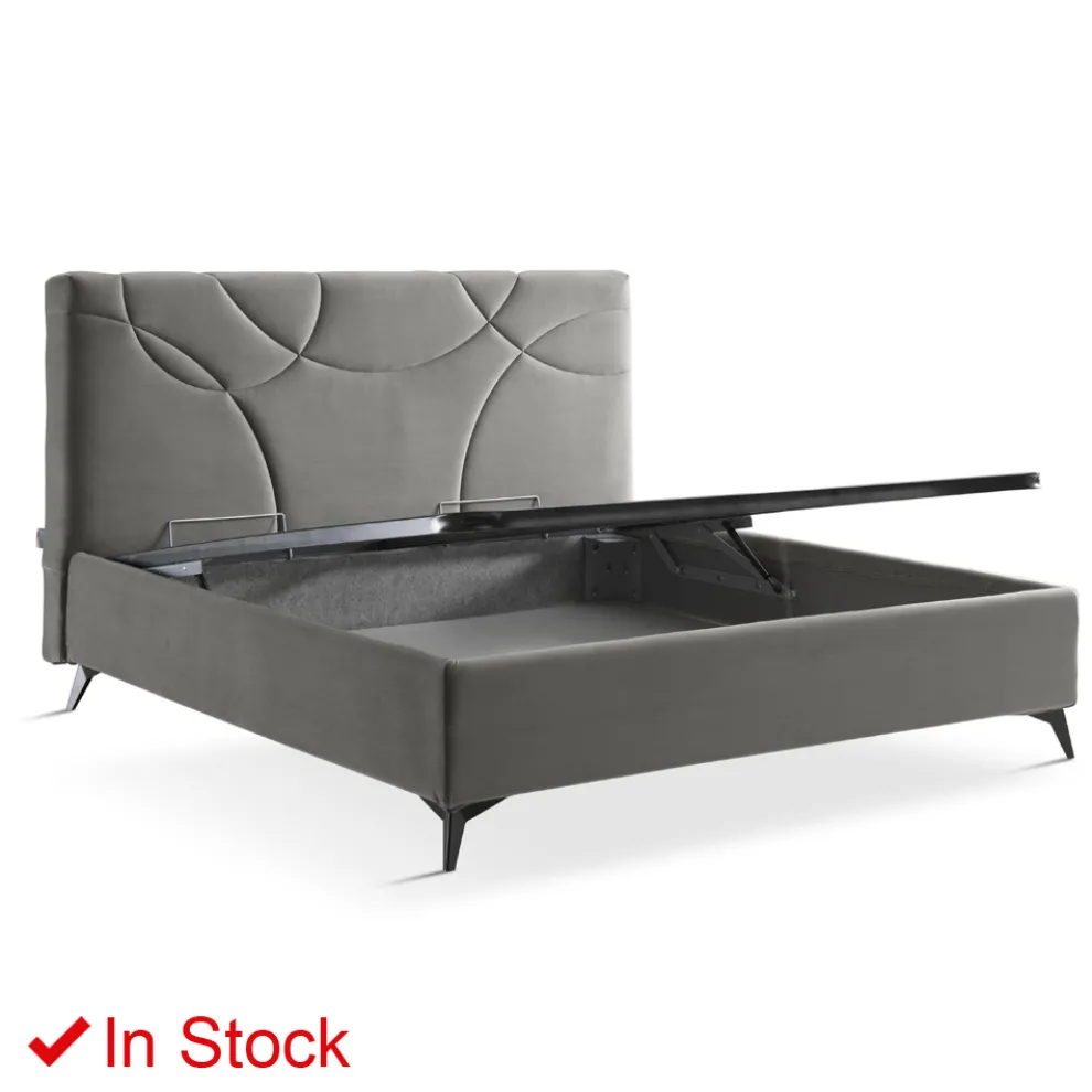 Gepolstertes Doppelbett mit Aufbewahrungsbox Made in Italy - Sonnenblume