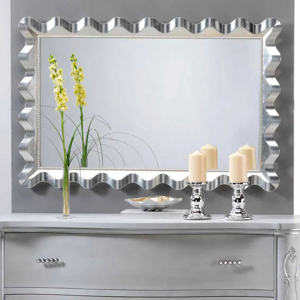 Glamour Wandspiegel mit Spiegelrahmen mit Perlenrand Lane