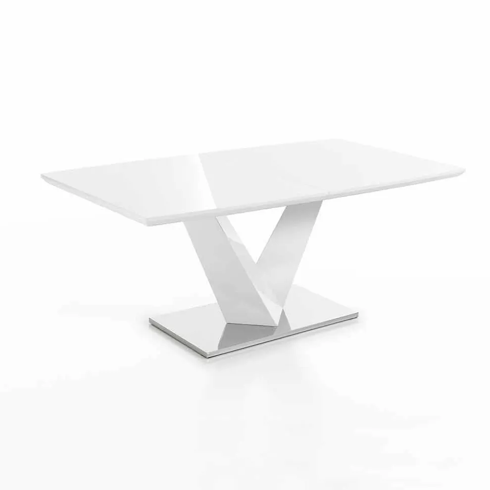 Glastisch mit Edelstahlbasis im Design - Splendente