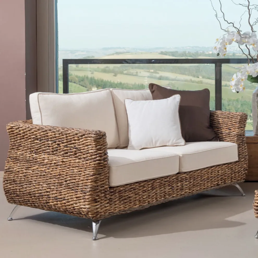 2- oder 3-Sitzer-Außensofa in Bananenbaum mit Kissen - Legolas