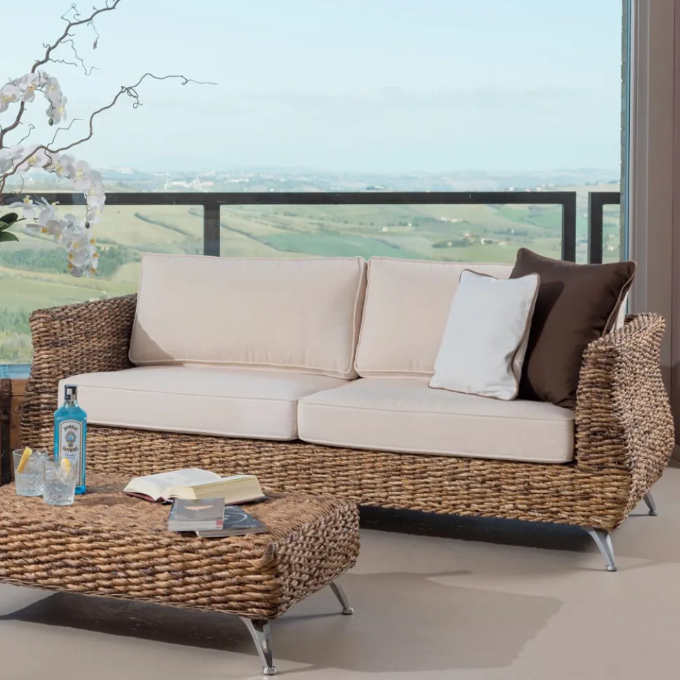 2- oder 3-Sitzer-Außensofa in Bananenbaum mit Kissen - Legolas