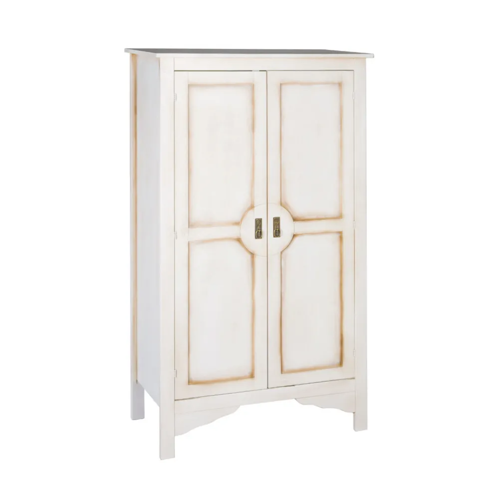 Kleiderschrank aus patiniertem weißem Holz mit 2 Türen, hergestellt in Italien – Agni