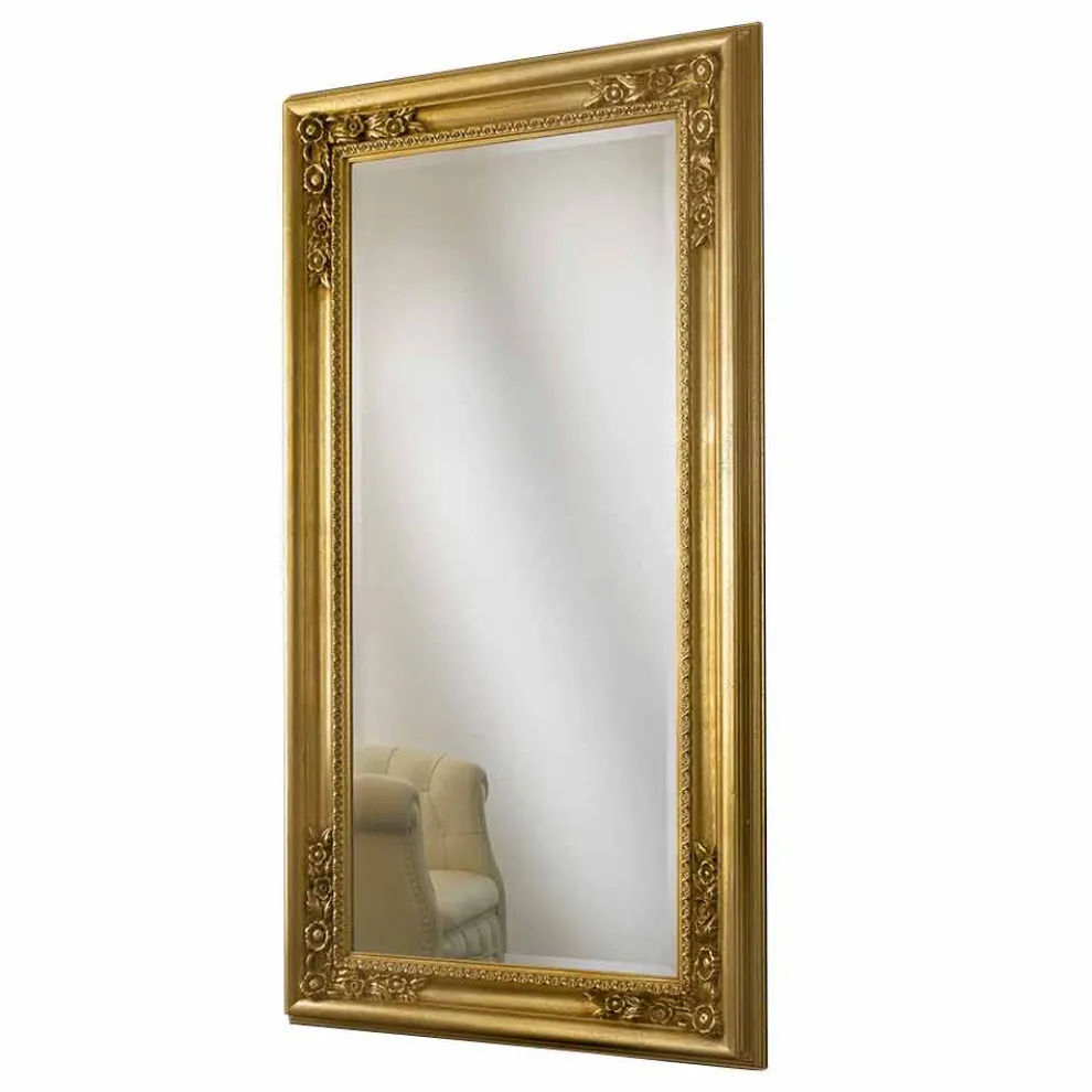 Gold / Silber Wandspiegel handgefertigt aus Holz in Italien Michele