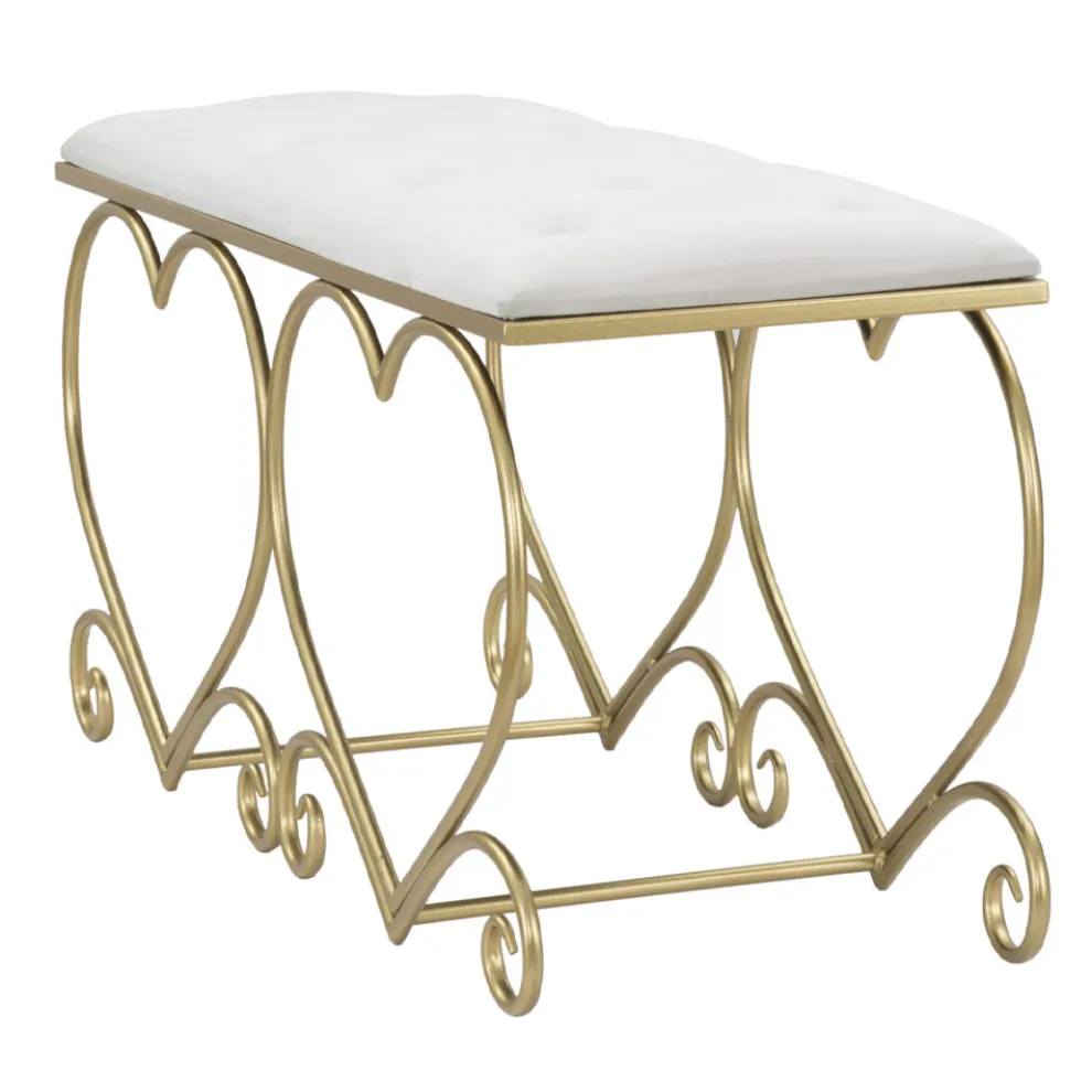 Gold Eisenbank mit gepolstertem Sitz mit Stoffbezug - Alchimia
