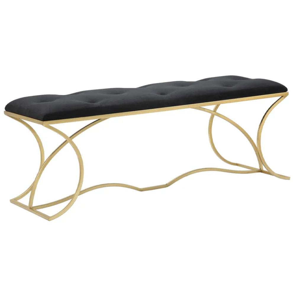 Goldene Bank mit Eisenstruktur und Sitz mit Stoffbezug - Symbol