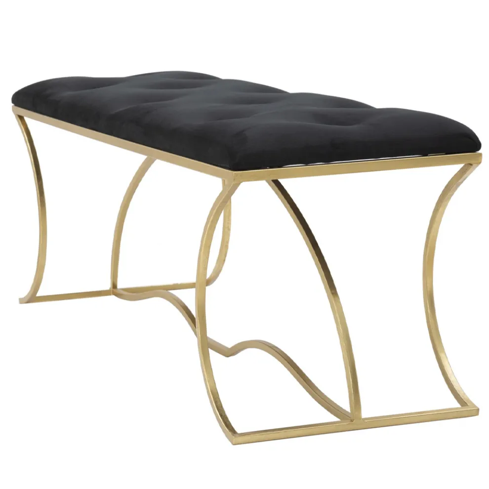 Goldene Bank mit Eisenstruktur und Sitz mit Stoffbezug - Symbol