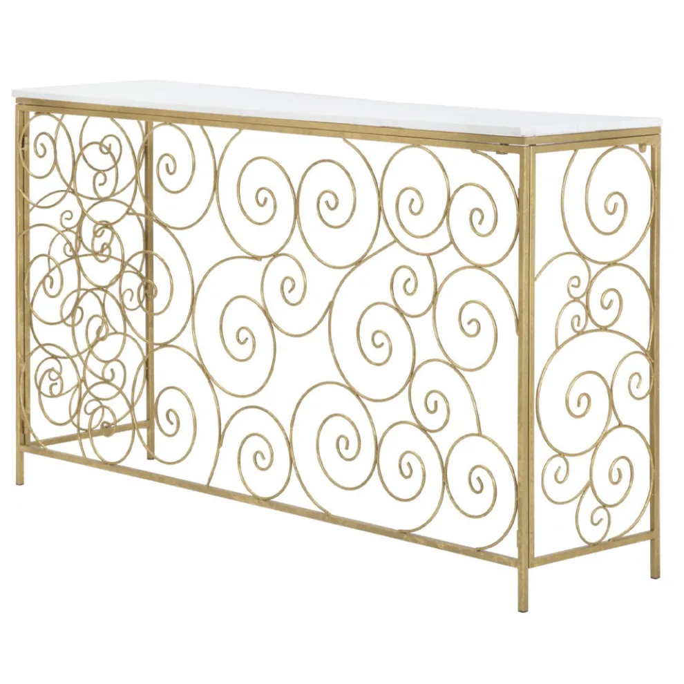 Goldene Eingangskonsole mit Eisenstruktur und Marmorplatte - Carlotta