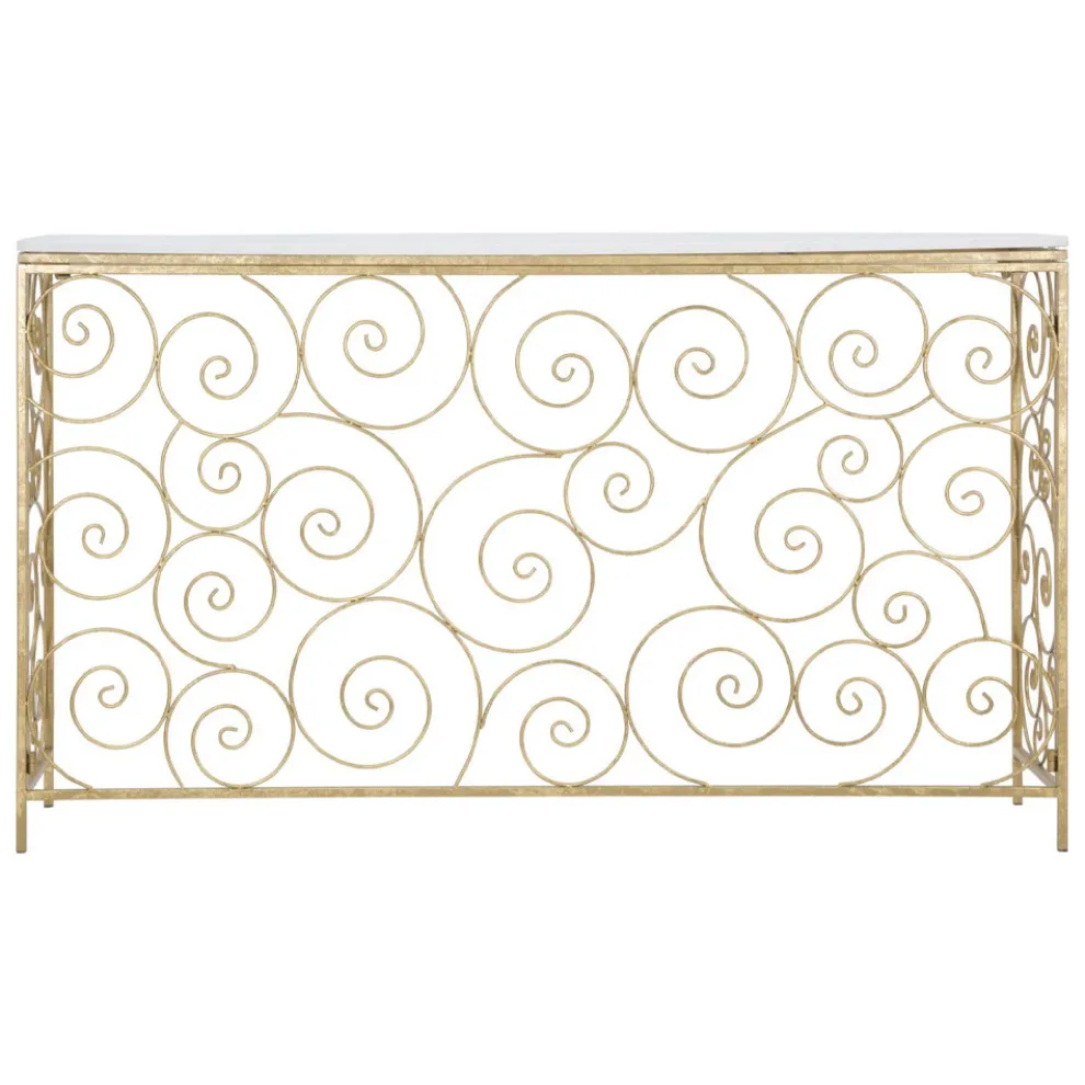 Goldene Eingangskonsole mit Eisenstruktur und Marmorplatte - Carlotta