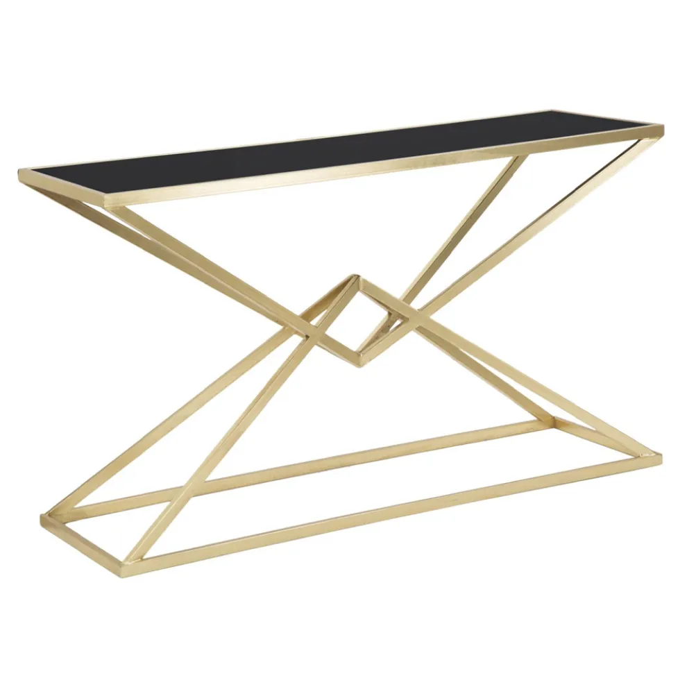 Goldene Konsole mit Metallstruktur und schwarzer Glasplatte - Eritrea