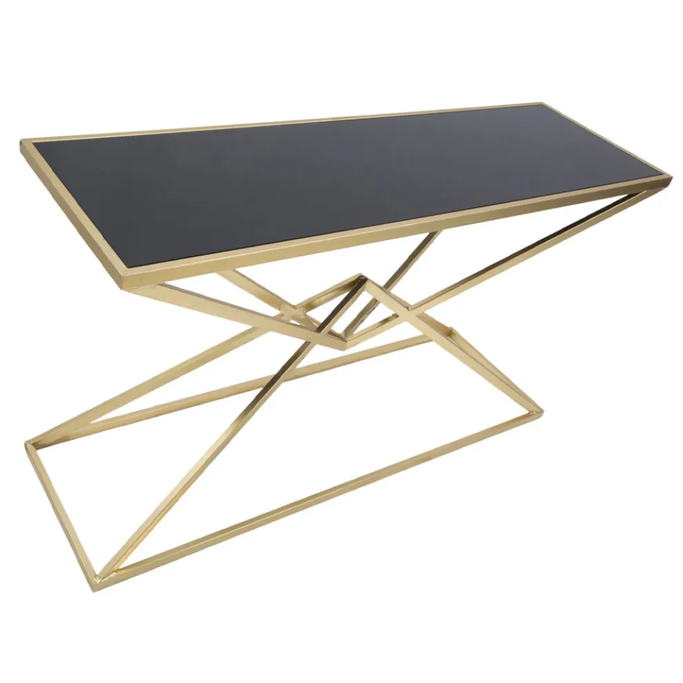 Goldene Konsole mit Metallstruktur und schwarzer Glasplatte - Eritrea