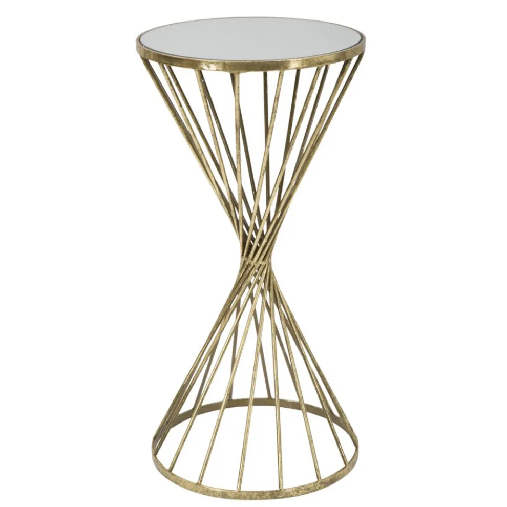 Goldener Couchtisch aus Eisen mit Spiegelplatte - Apricot