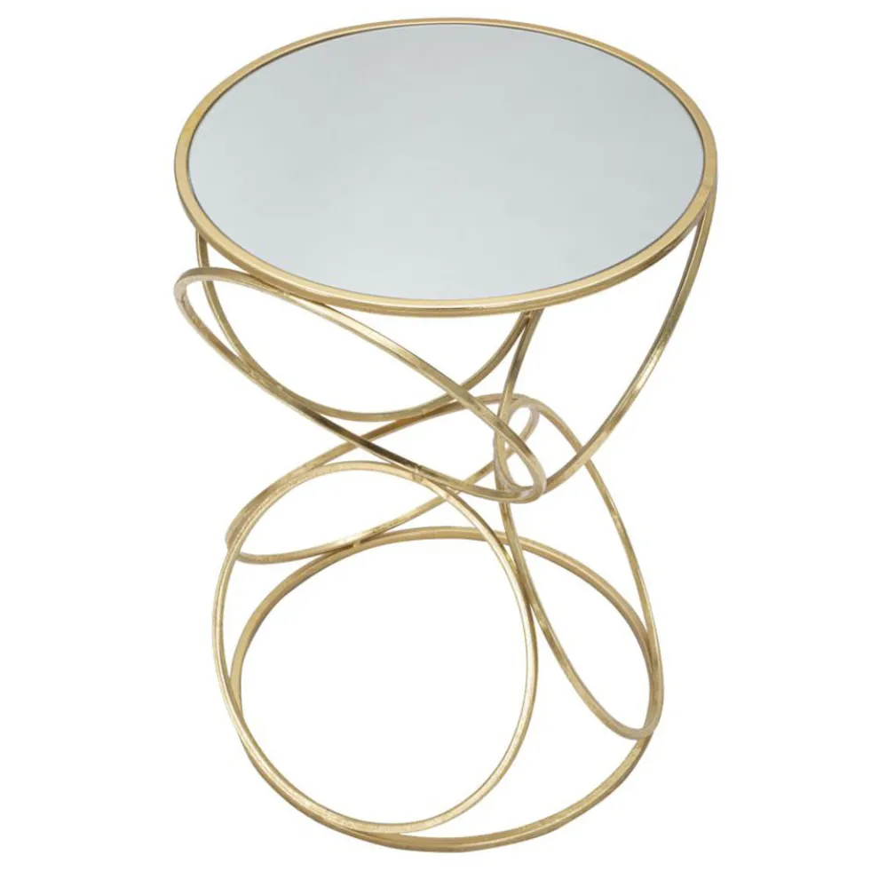 Goldener Couchtisch mit Glasplatte und Eisengestell - Devon