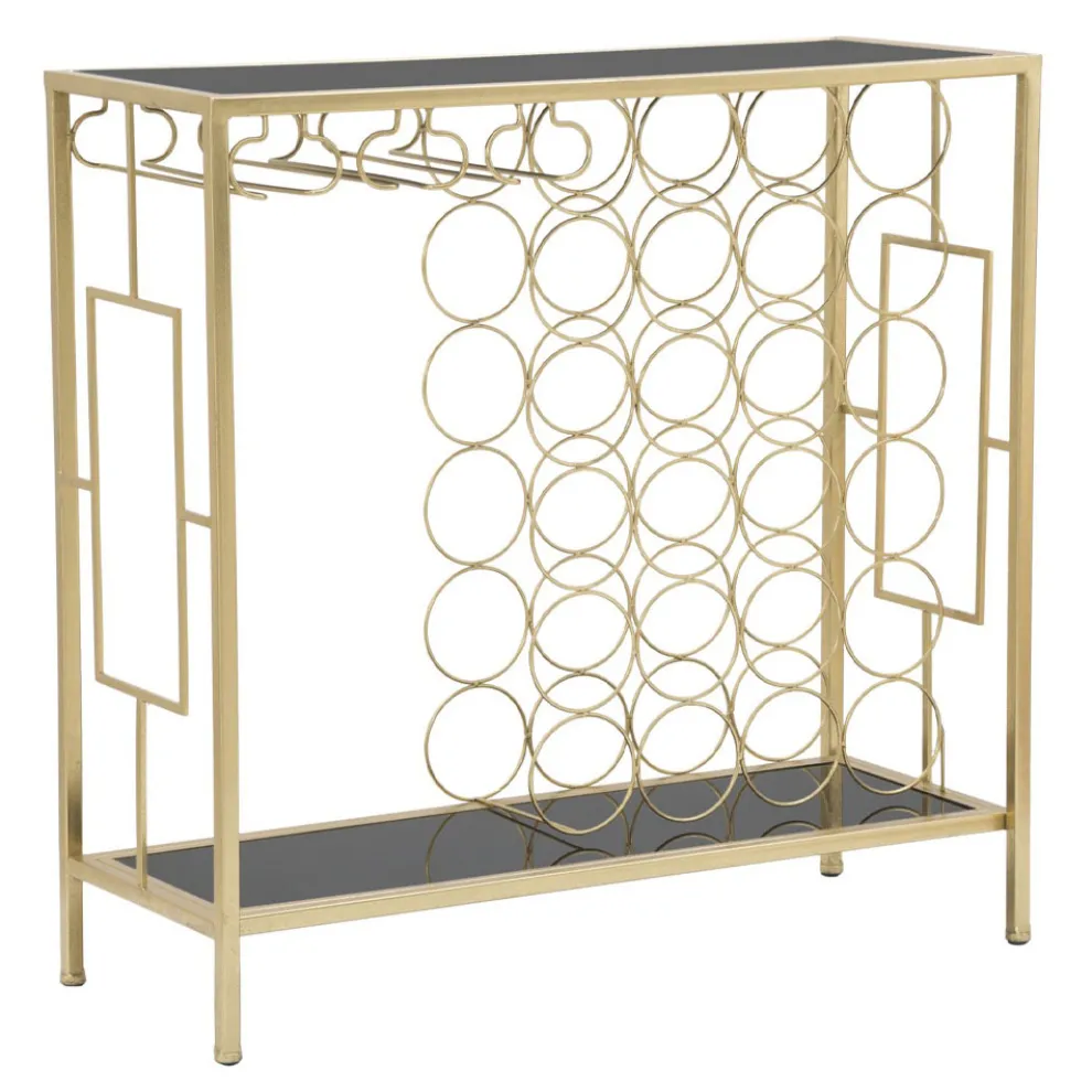 Goldener Flaschenhalter aus Glas mit Eisenstruktur - Vicio