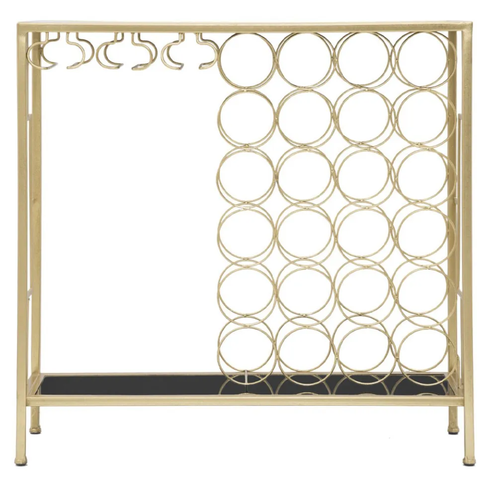 Goldener Flaschenhalter aus Glas mit Eisenstruktur - Vicio