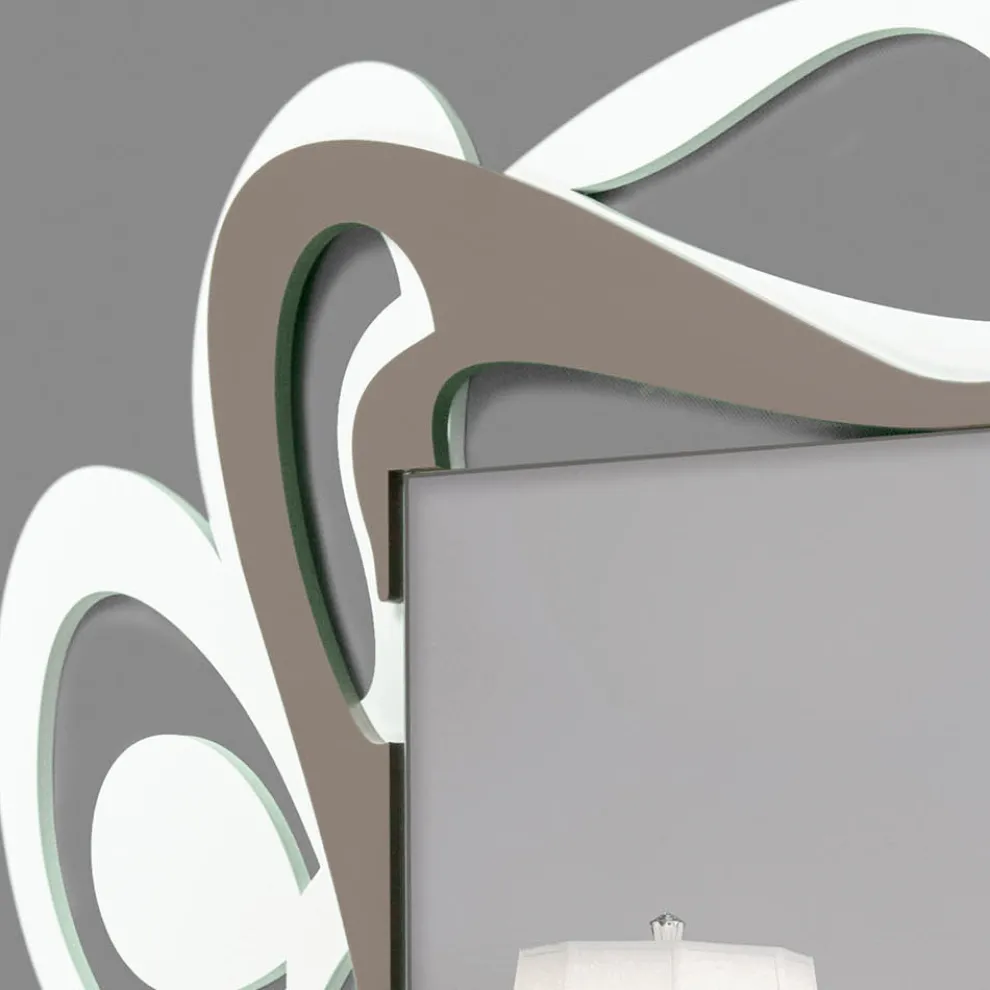 Großer dekorativer Wandspiegel im modernen Design in Weiß und Kakao – Bocchio