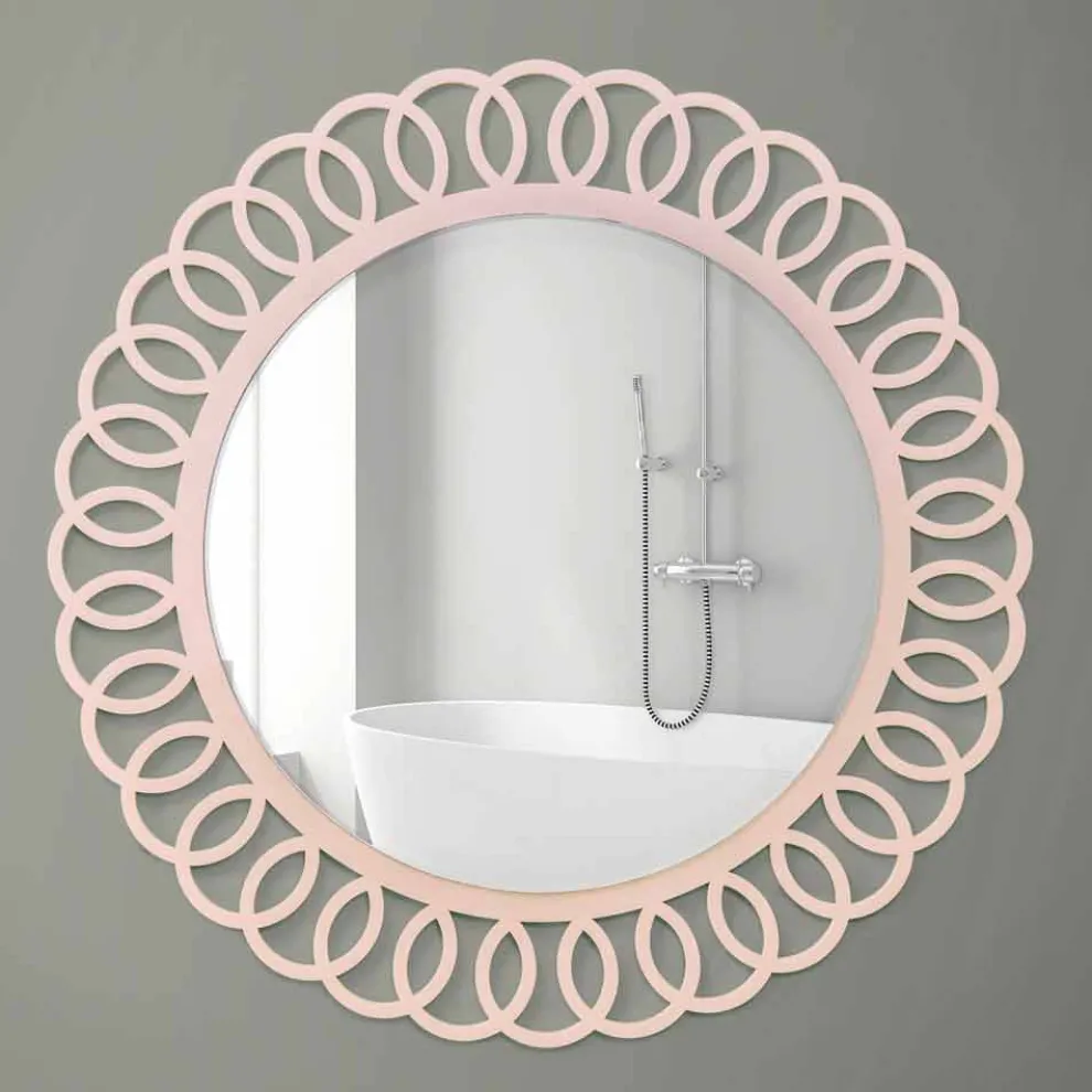 Großer Wandspiegel aus dekorativem und modernem Design in Pink Wood - Crown