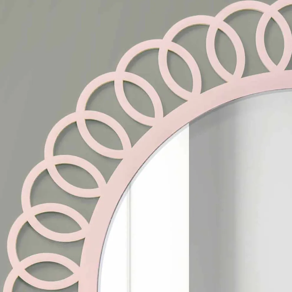 Großer Wandspiegel aus dekorativem und modernem Design in Pink Wood - Crown