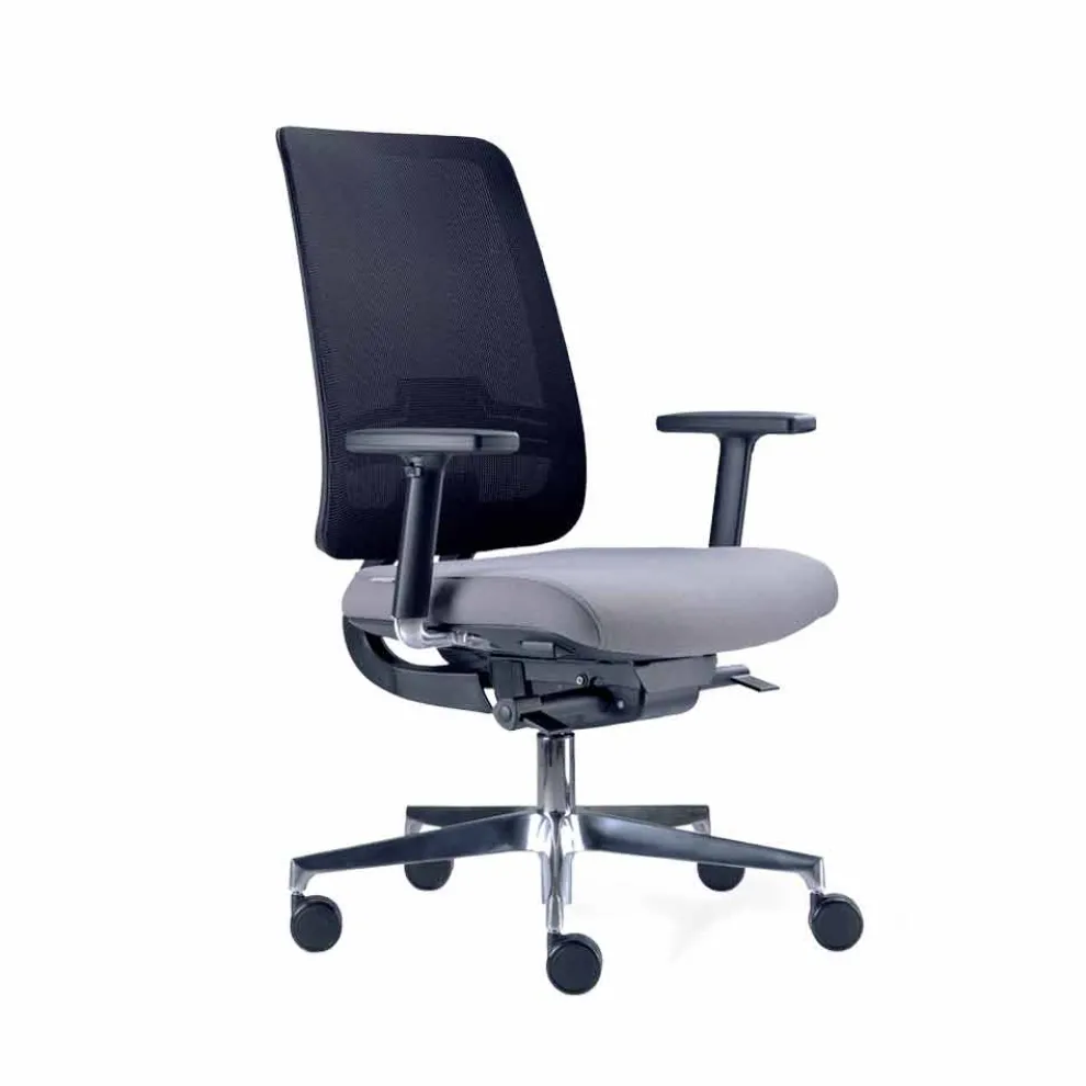 Bürostuhl mit drehbaren Rädern in Schwarz und Stoff Tecnorete - Menaleo