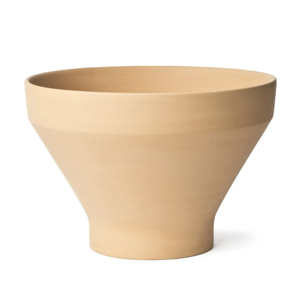 Design Blumenvase aus Terrakotta mit Untertasse Made in Italy - Ettie