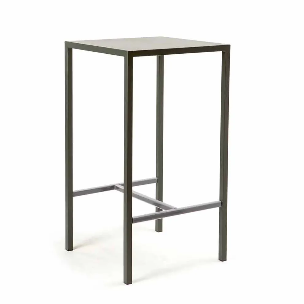 Quadratischer Stehtisch aus lackiertem Metall im Freien Hergestellt in Italien - Fada