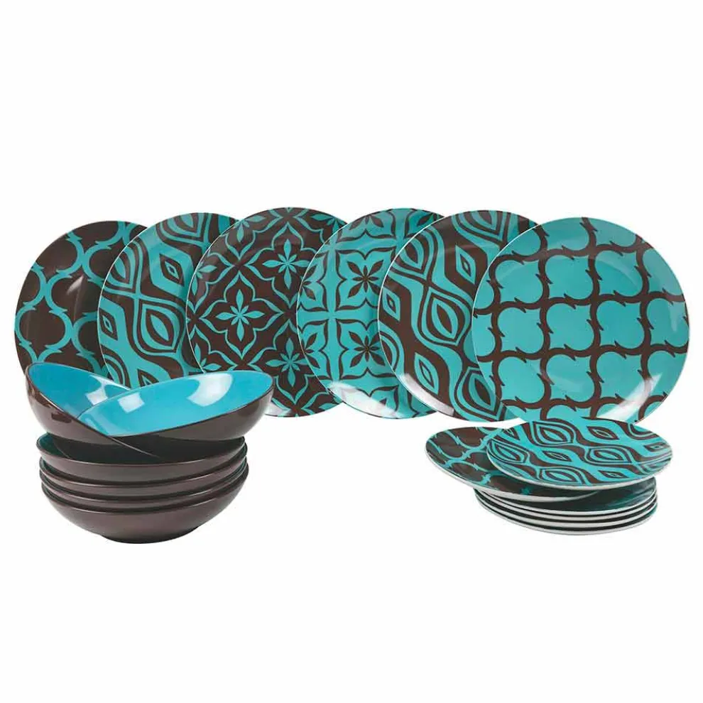 Geschirrset Porzellan Farbiges Porzellan Modern 18 Pieces - Timesquare