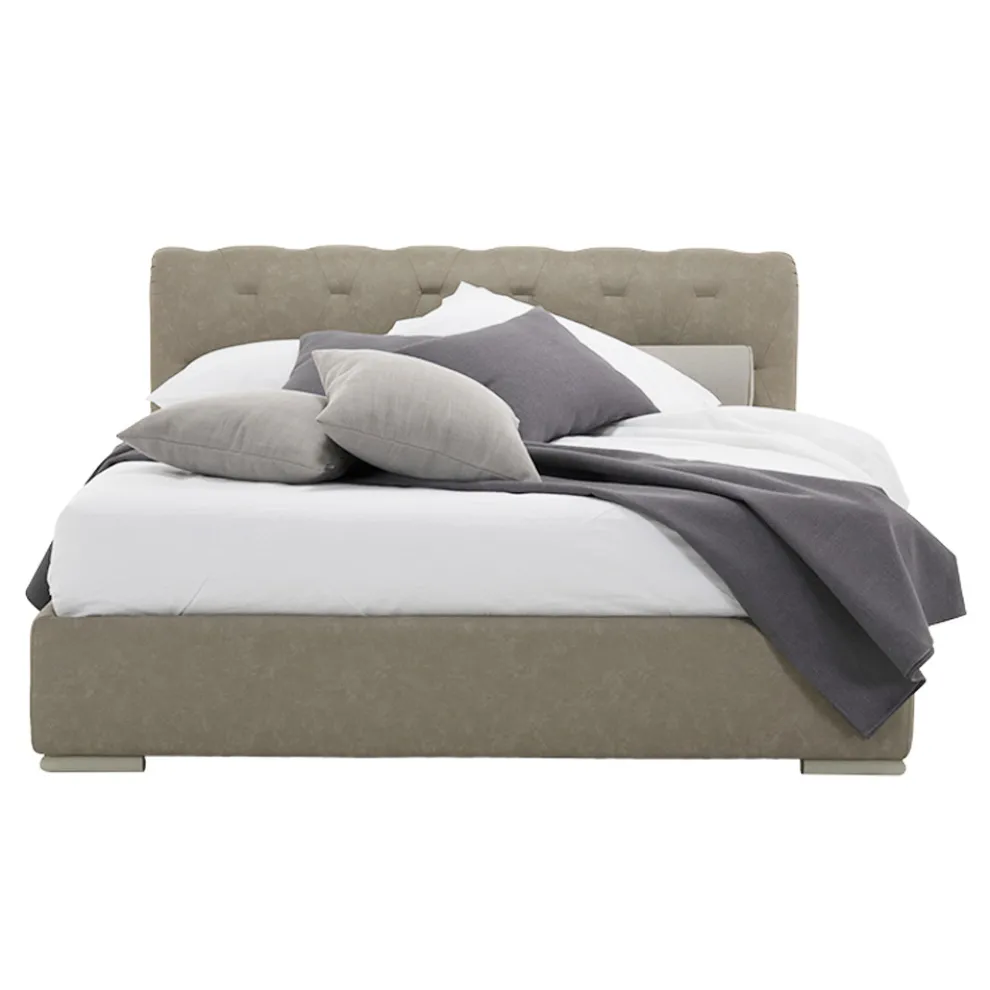 Bett mit Doppelbehälter aus Kunstleder oder Stoff Made in Italy - Bambola