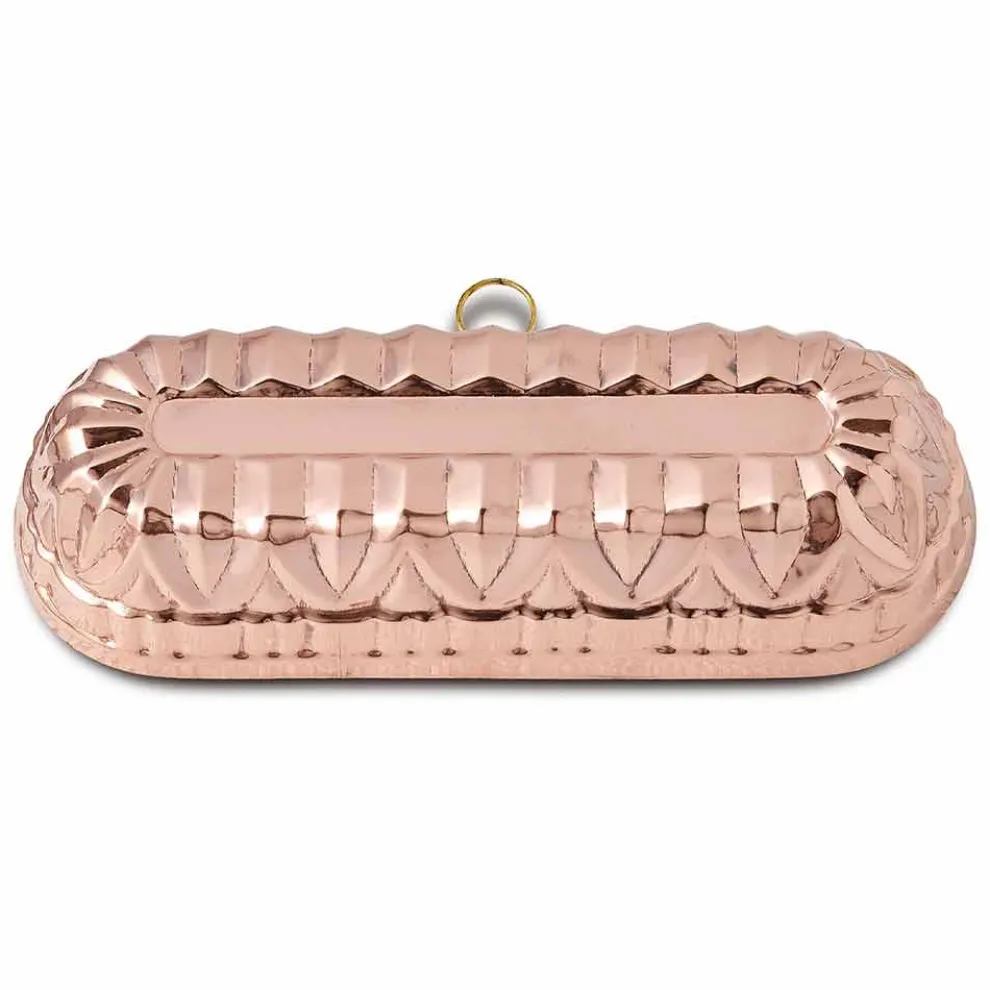 Ovale Pflaumenkuchenform in Hand verzinntes Kupfer 30x11 - Gianclaudio