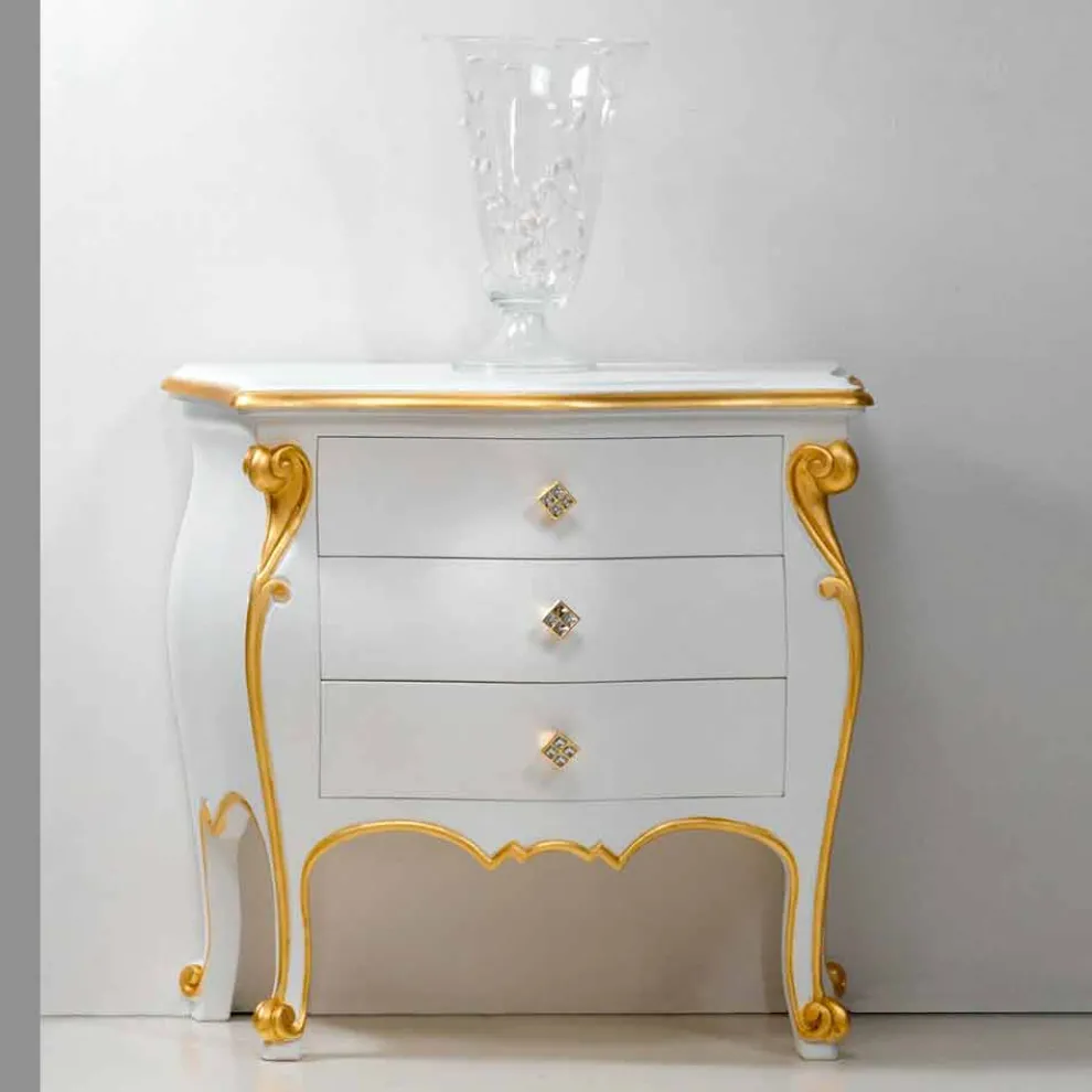 Nachttisch im klassischen Wohnstil mit goldenem Applikationen Bio handmade